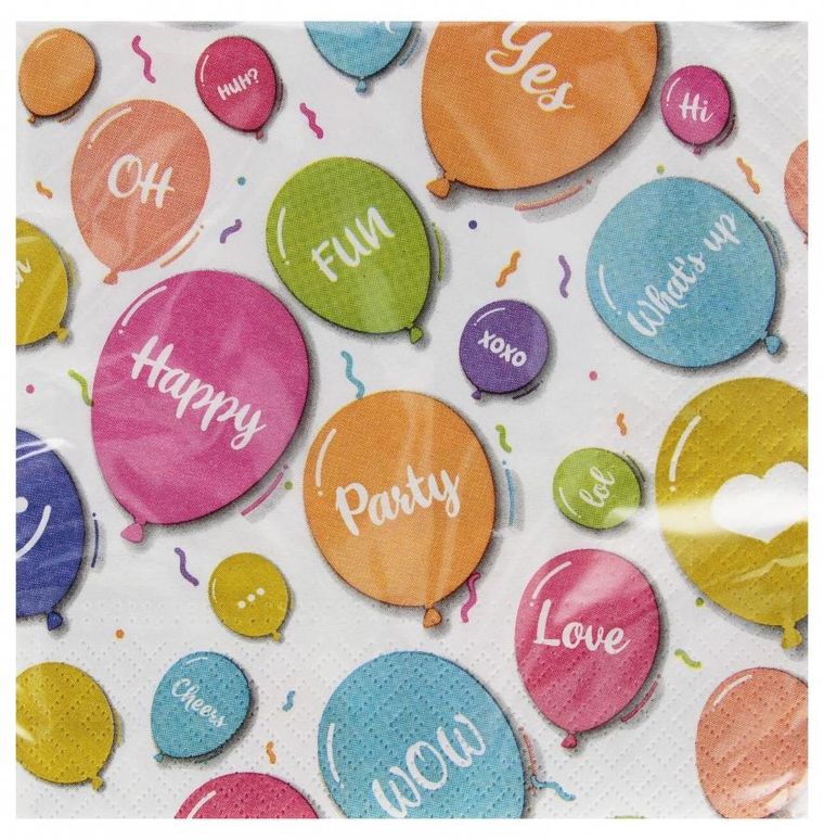 Arpex, serwetka papierowa, 3-warstwowa, Balon Happy, 33-33 cm, 20 szt.