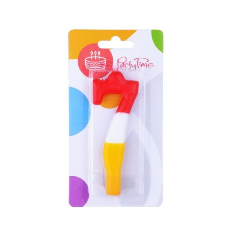 Arpex, świeczka urodzinowa, cyfra 7, kolorowa