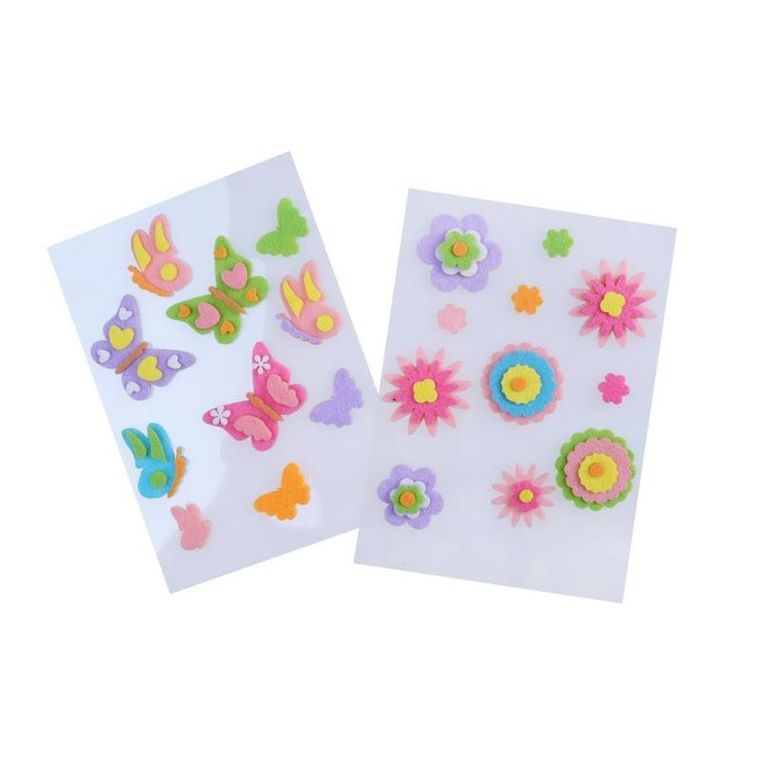 Arpex, zestaw naklejek filcowych, kwiaty i motyle