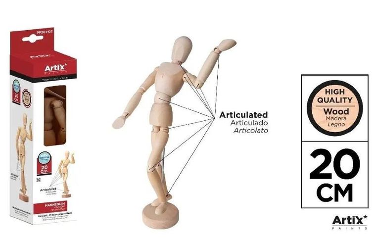 Artix, drewniany manekin do nauki rysowania, 20 cm