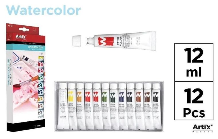 Artix, farba akwarelowa, 12 kolorów, 12ml