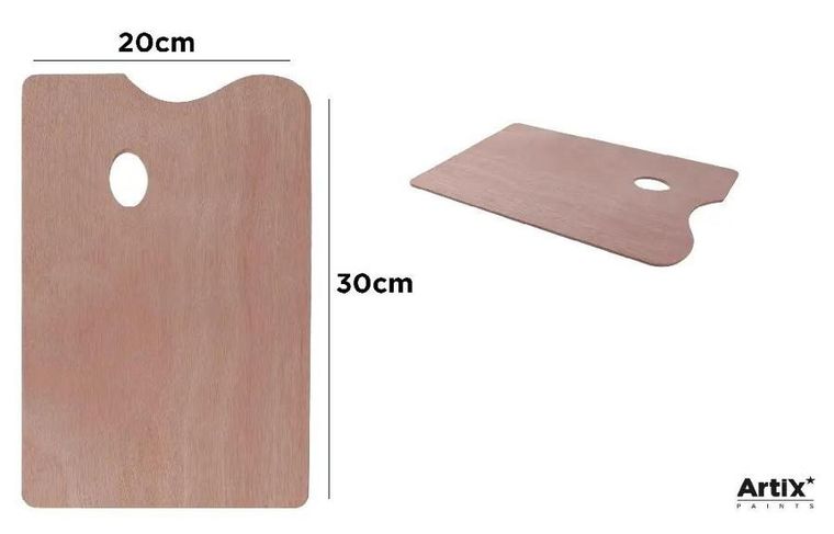 Artix, paleta malarska, prostokątna, drewniana, 20-30 cm