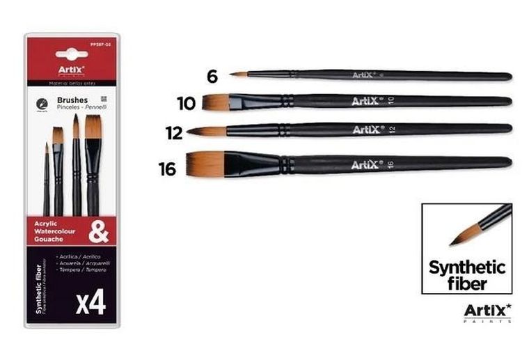 Artix, pędzle syntetyczne, 4 szt.