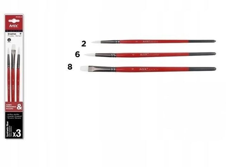 Artix, pędzle syntetyczne, miękkie, 3 szt.