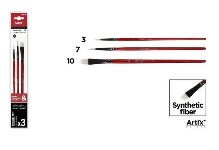 Artix, pędzle syntetyczne, miękkie, 3 szt.