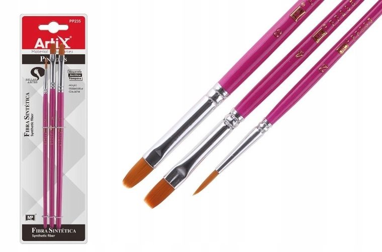 Artix, pędzle syntetyczne, płaskie, 3 szt.