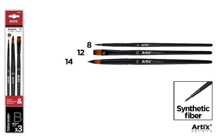 Artix, pędzle syntetyczne, zestaw M, 3 szt.