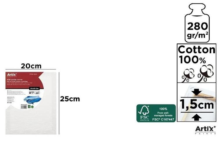 Artix, podobrazie, 20-25-1,5 cm, 280g/m2
