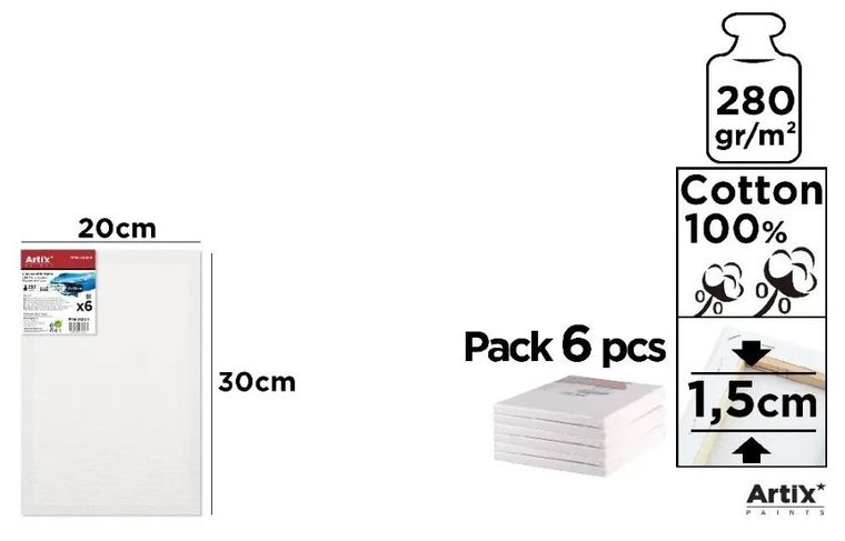 Artix, podobrazie, 20-30-1,5 cm, 280g/m2, 6 szt.