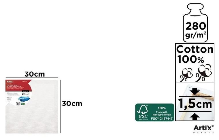 Artix, podobrazie, 30-30-1,5 cm, 280g/m2