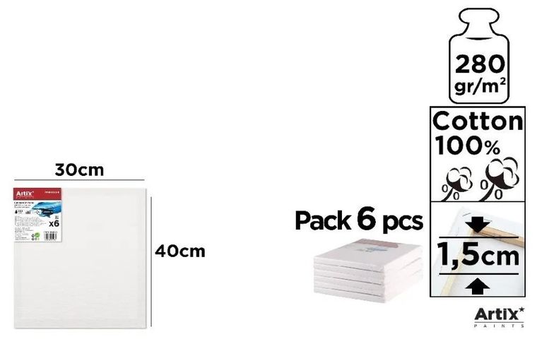 Artix, podobrazie, 30-40-1,5 cm, 280g/m2, 6 szt.
