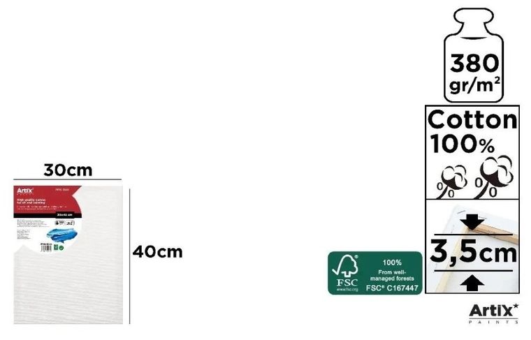 Artix, podobrazie, 30-40-3,5 cm, 380g/m2