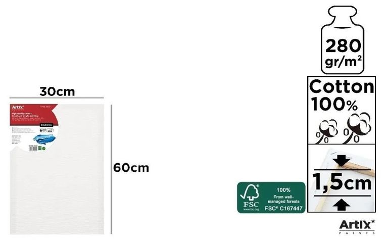 Artix, podobrazie, 30-60-1,5 cm, 280g/m2