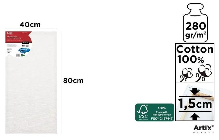 Artix, podobrazie, 40-80-1,5 cm, 280g/m2