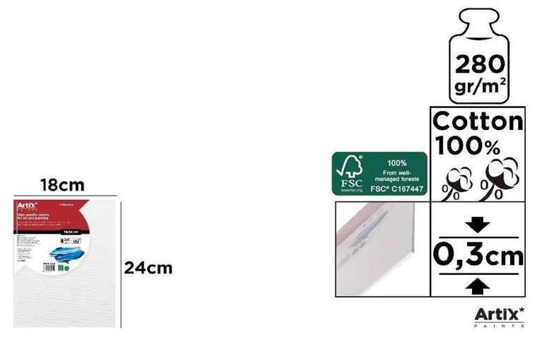 Artix, tablica malarska, 280g/m2, 18-24 cm