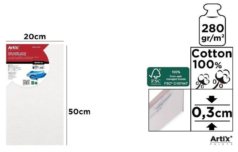 Artix, tablica malarska, 280g/m2, 20-50 cm