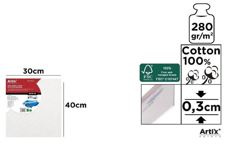 Artix, tablica malarska, 280g/m2, 30-40 cm