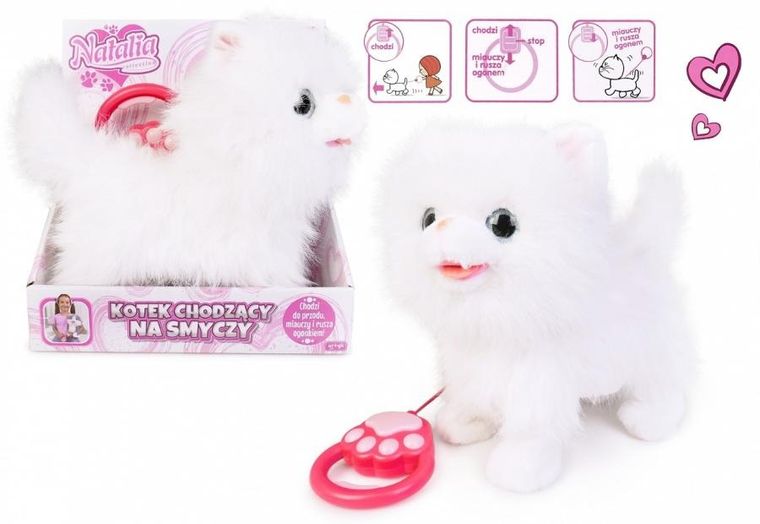 Artyk, kot chodzący na smyczy, zabawka interaktywna