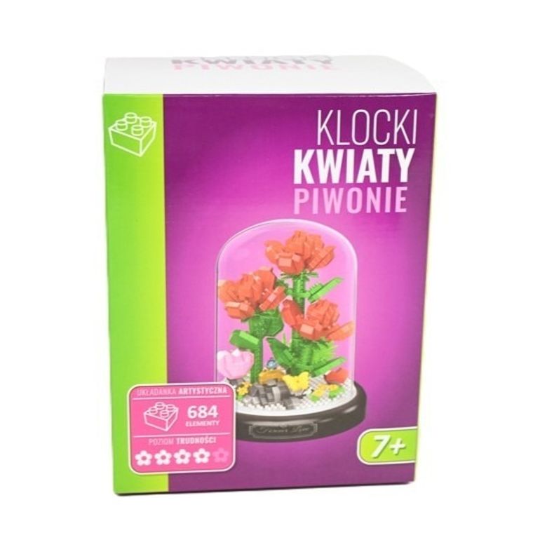 Artyk, kwiaty piwonie pod kloszem, klocki konstrukcyjne, 684 elementy