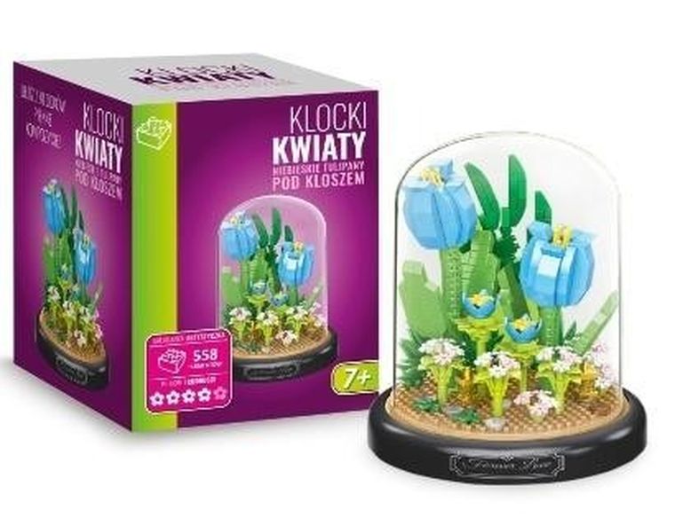 Artyk, niebieskie tulipany pod kloszem, klocki konstrukcyjne, 558 elementów