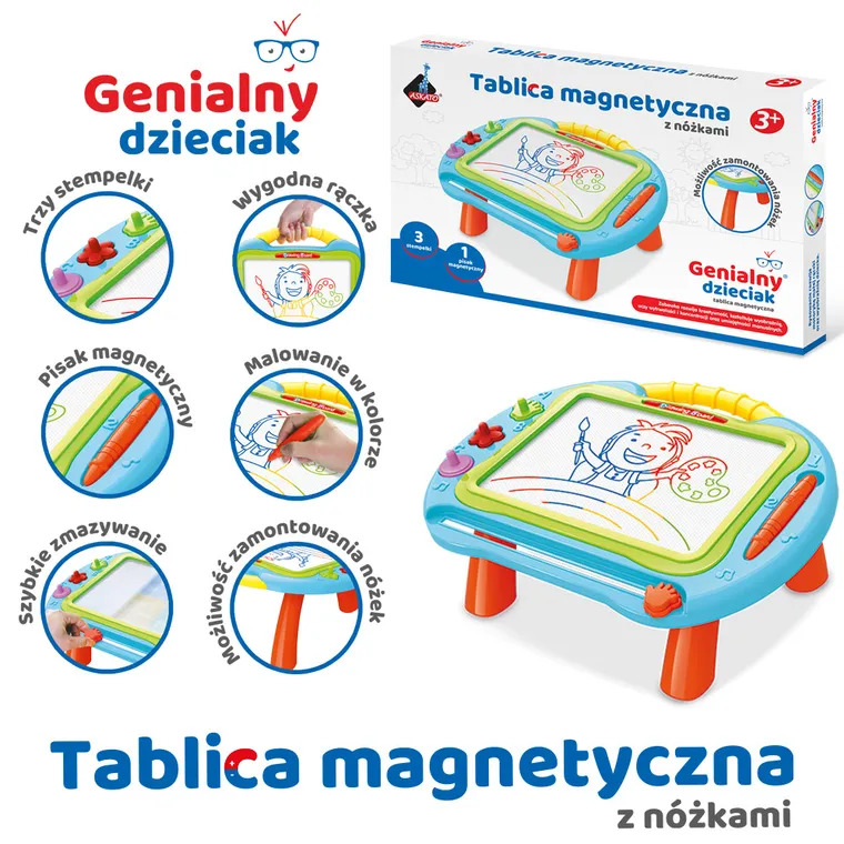 Askato, Genialny dzieciak, tablica magnetyczna na nóżkach, 38,5-30 cm