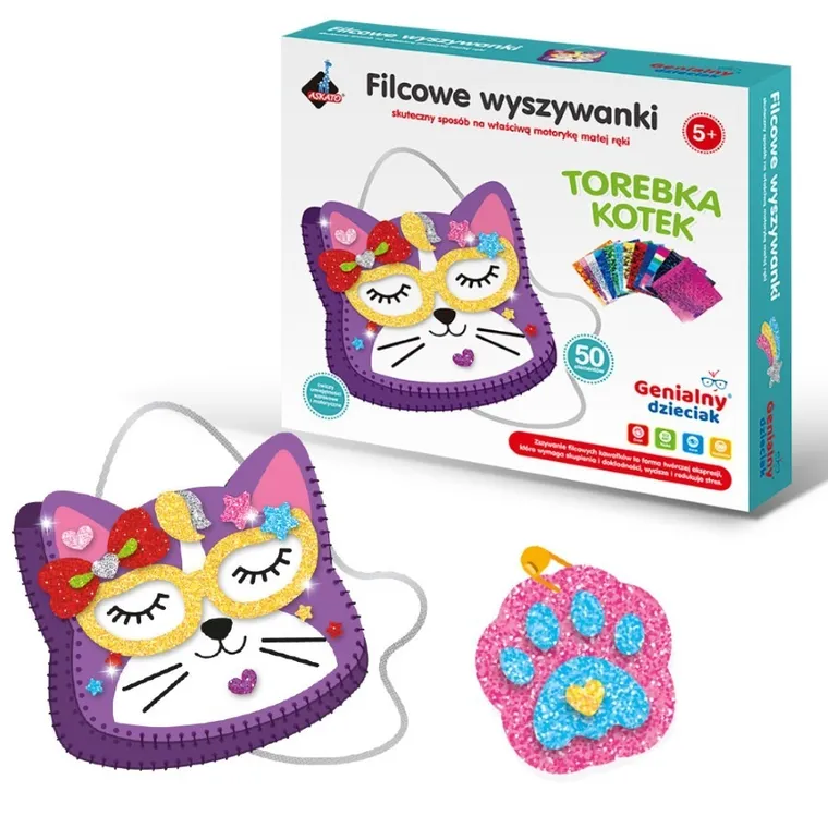 Askato, Genialny dzieciak, torebka kotek, filcowe wyszywanki