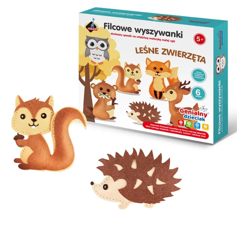 Askato, Genialny dzieciak, zwierzęta, filcowe wyszywanki