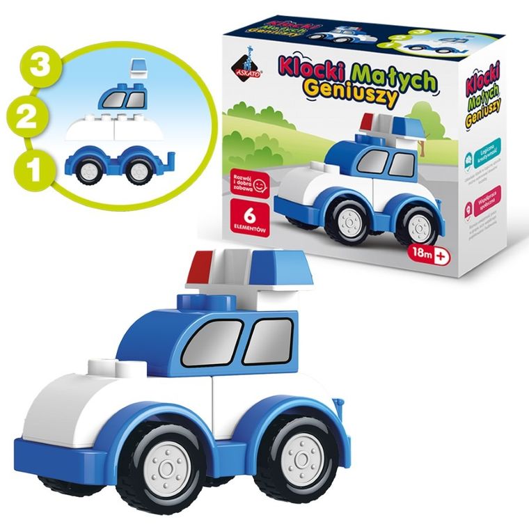 Askato, Klocki Małych Geniuszy, Autko, 6 elementów