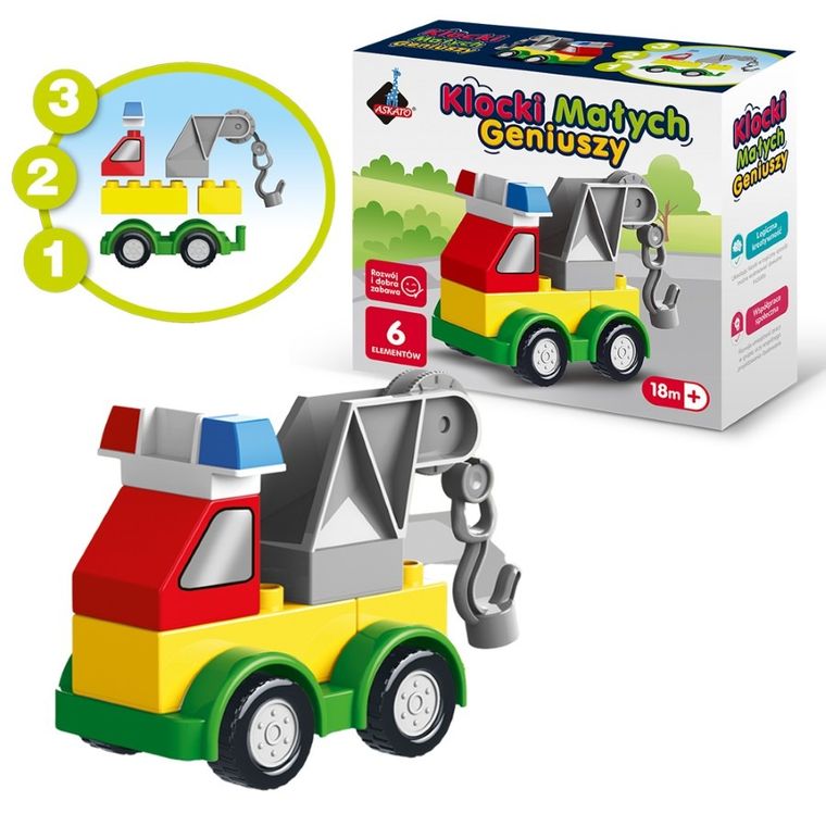 Askato, Klocki Małych Geniuszy, Autko, 6 elementów