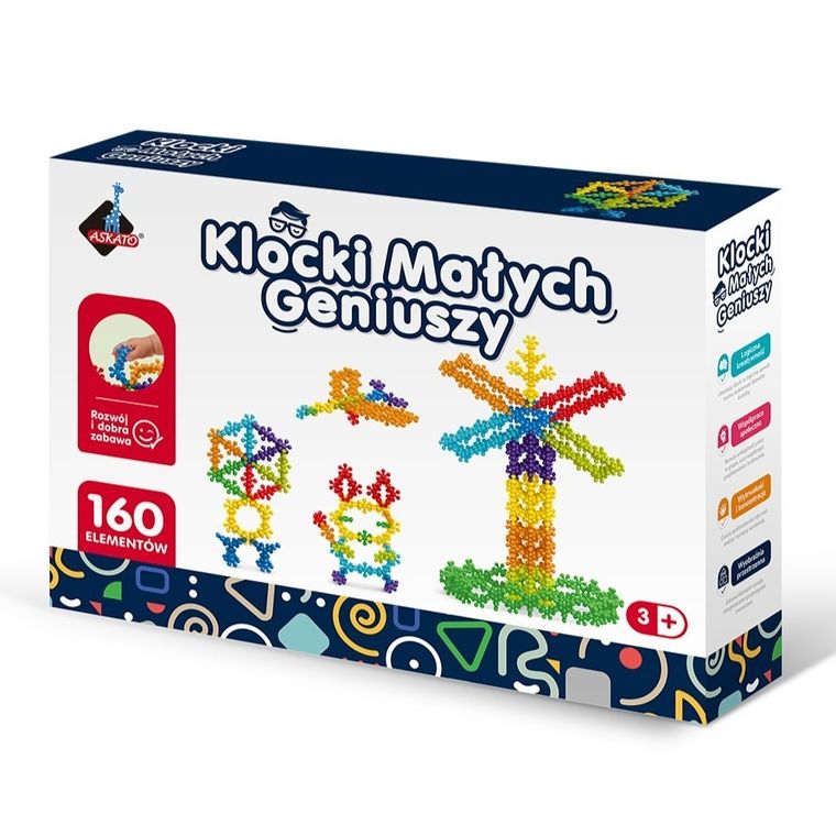 Askato, Klocki Małych Geniuszy, Kwiatki i kulki, 160 elementów