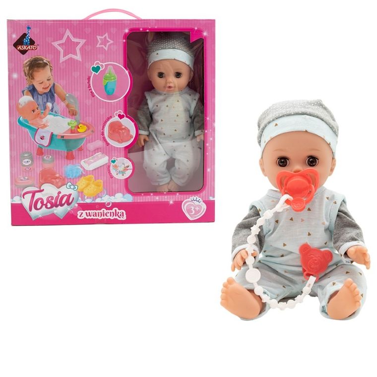 Askato, lalka z wanienką, szare ubranko