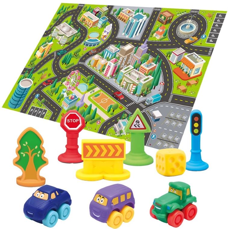 Askato, Miasto, mata z miękkimi pojazdami i akcesoriami drogowymi, 98-145 cm