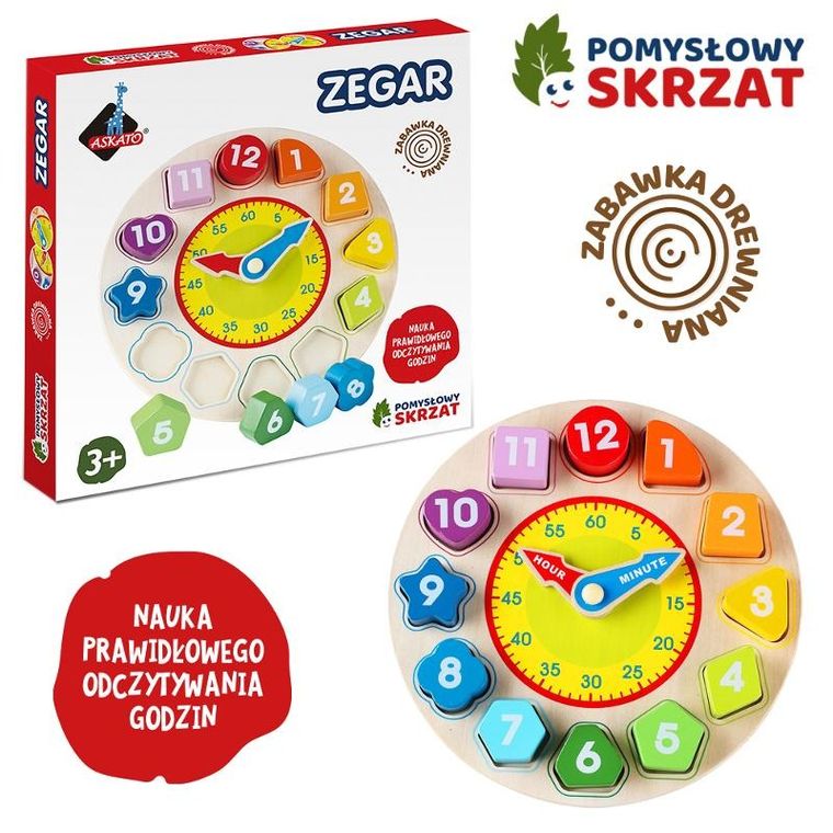 Askato, Pomysłowy skrzat, zegar, drewniana układanka