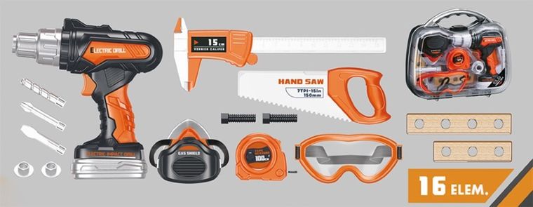 Askato, walizka z wiertarką i akcesoriami, 16 elementów