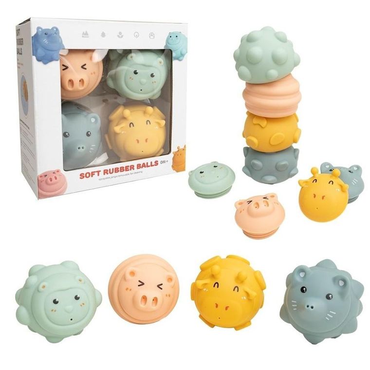 Askato, zwierzątka, sensoryczne piłeczki, 4 szt.