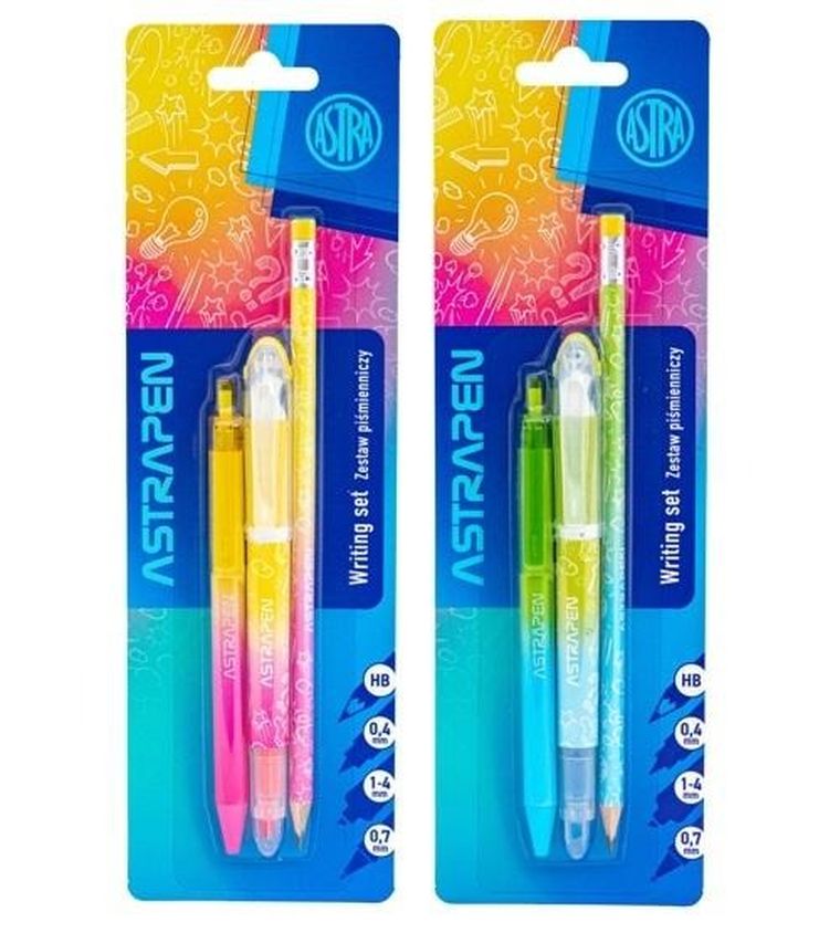 Astra, Astrapen, zestaw piśmienniczy, Neon, 4 elementy