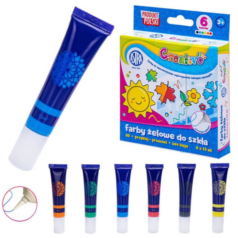 Astra, Creativo, farby do tworzenia naklejek żelowych, 6-15 ml