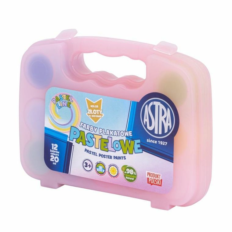 Astra, farby plakatowe, pastelowe, 12 kolorów, 1 szt.