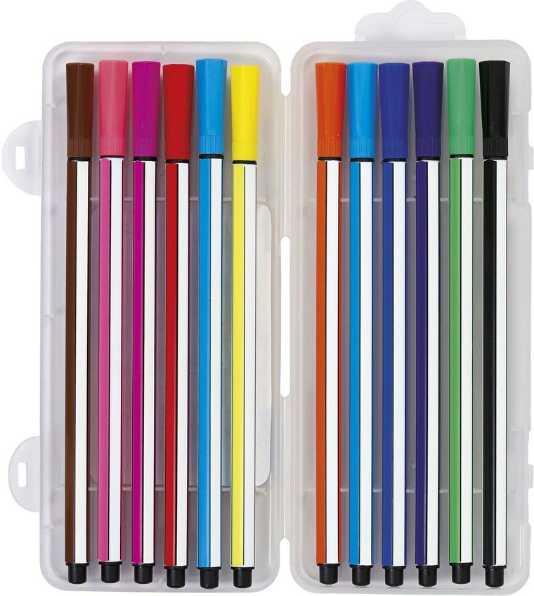 Astra, flamastry heksagonalne w plastikowym boxie, 12 szt.