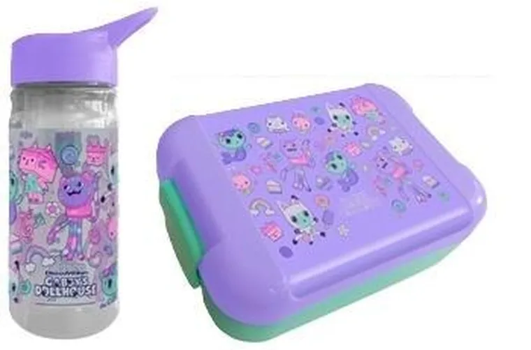 Astra, Koci Domek Gabi, zestaw: bidon, 450 ml + lunchbox