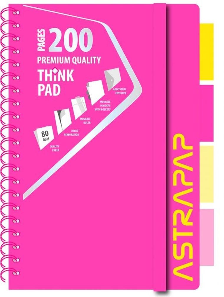 Astra, kołozeszyt A4, 100 kartek, kratka, neon, 1 szt.