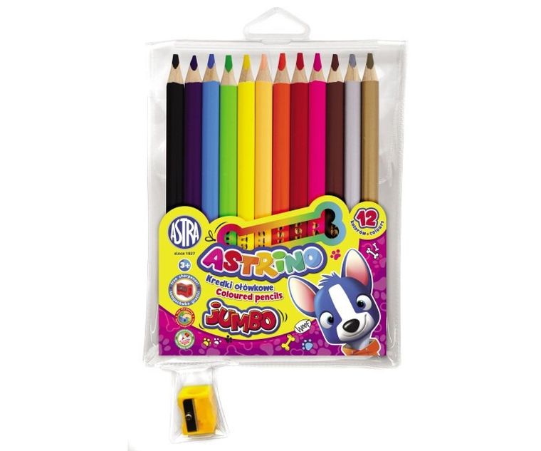 Astra, kredki ołówkowe, okrągłe, 12 kolorów + temperówka