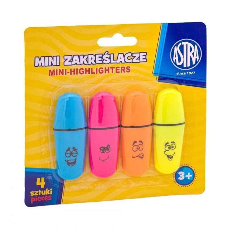 Astra, mini zakreślacze, 4 kolory