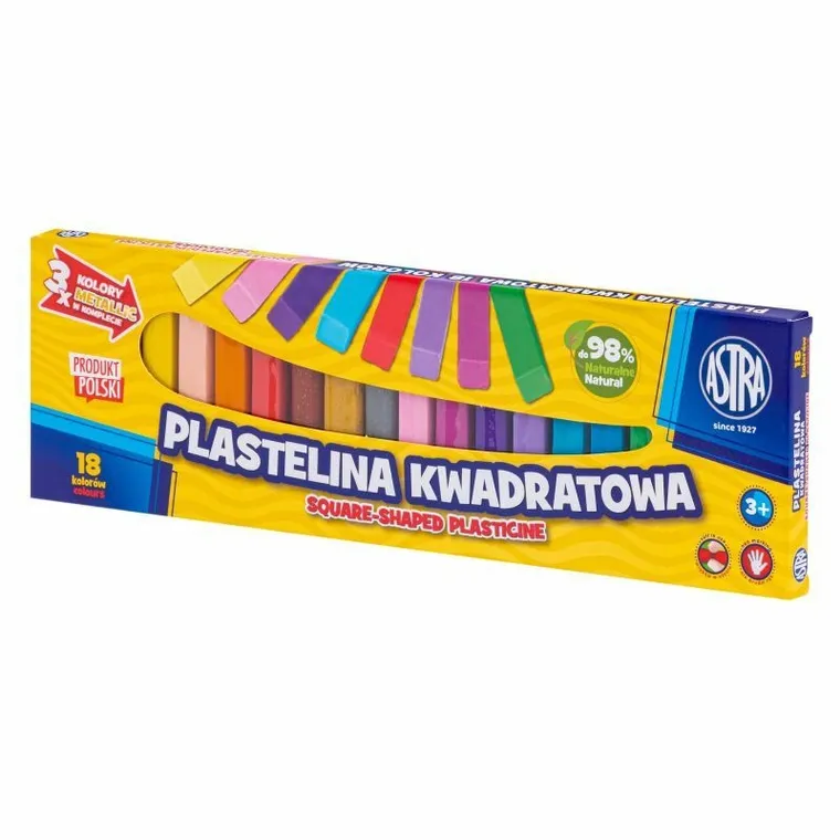 Astra, plastelina kwadratowa, 18 kolorów