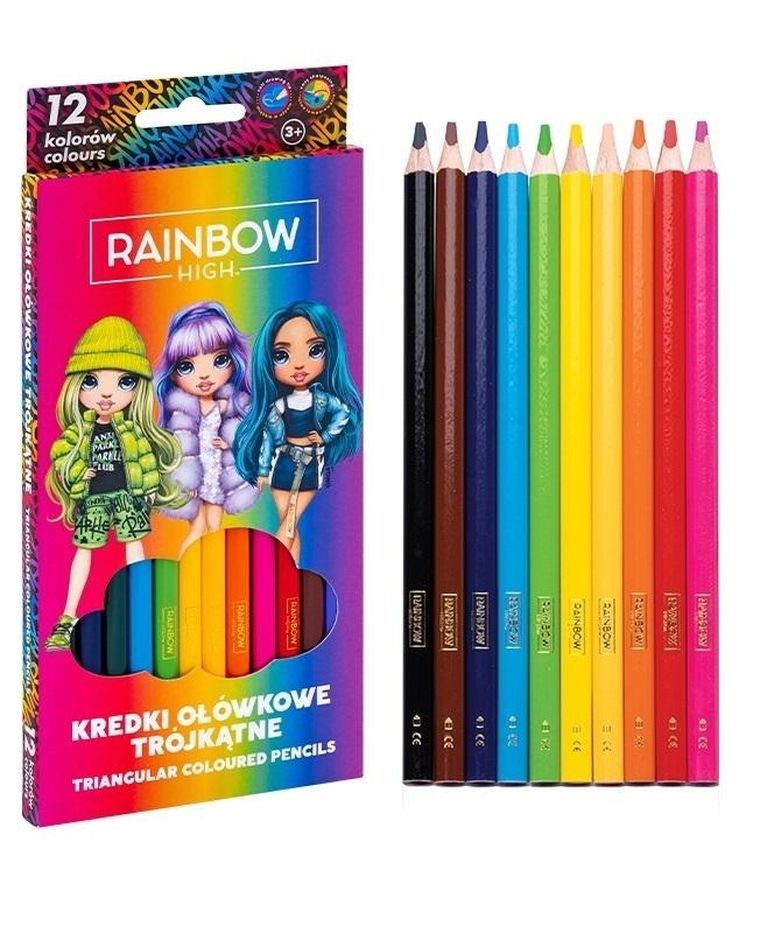 Astra, Rainbow High, kredki ołówkowe, trójkątne, 12 kolorów