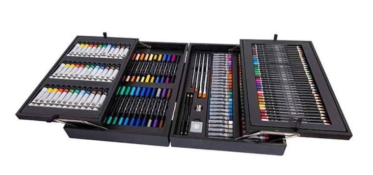 Astra, zestaw artystyczny, drewniana walizka, 218 elementów