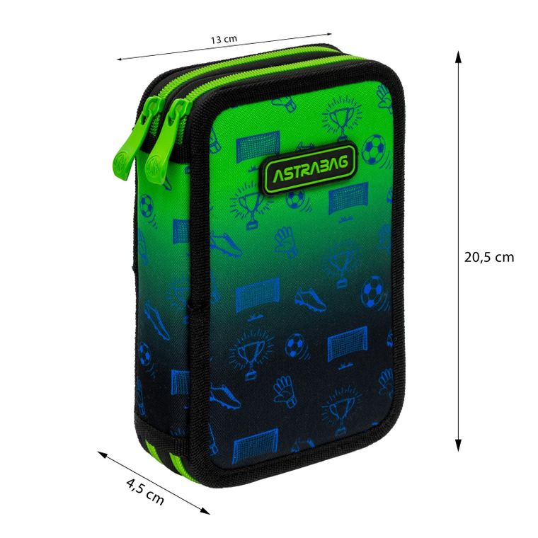 Astrabag, piórnik rozkładany, podwójny, z wyposażeniem, Ombre Football