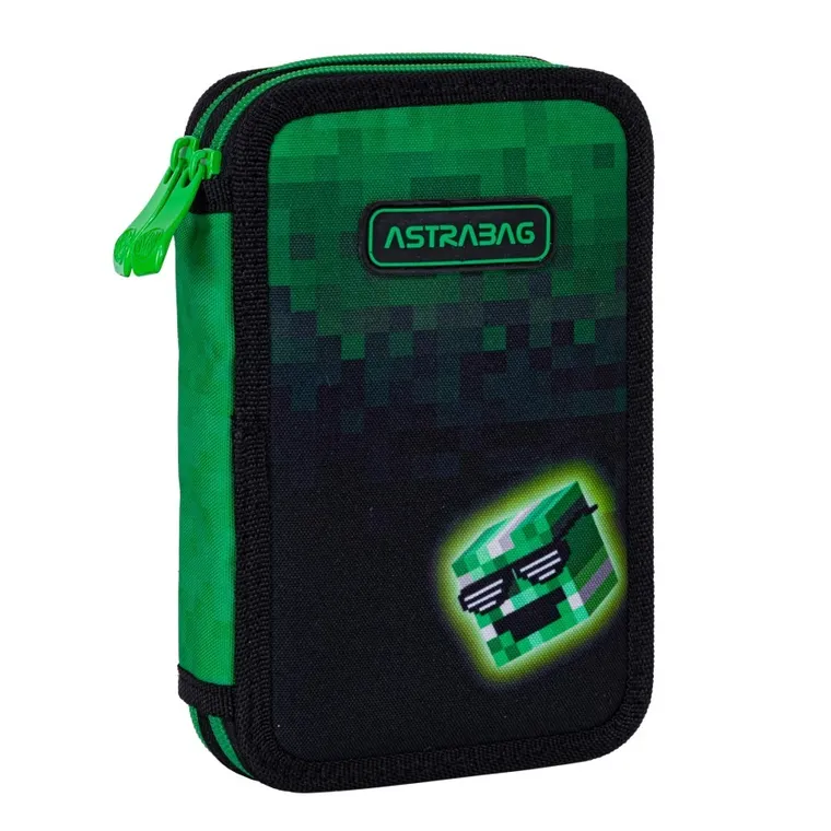 Astrabag, piórnik rozkładany, podwójny, z wyposażeniem, Pixel Hero