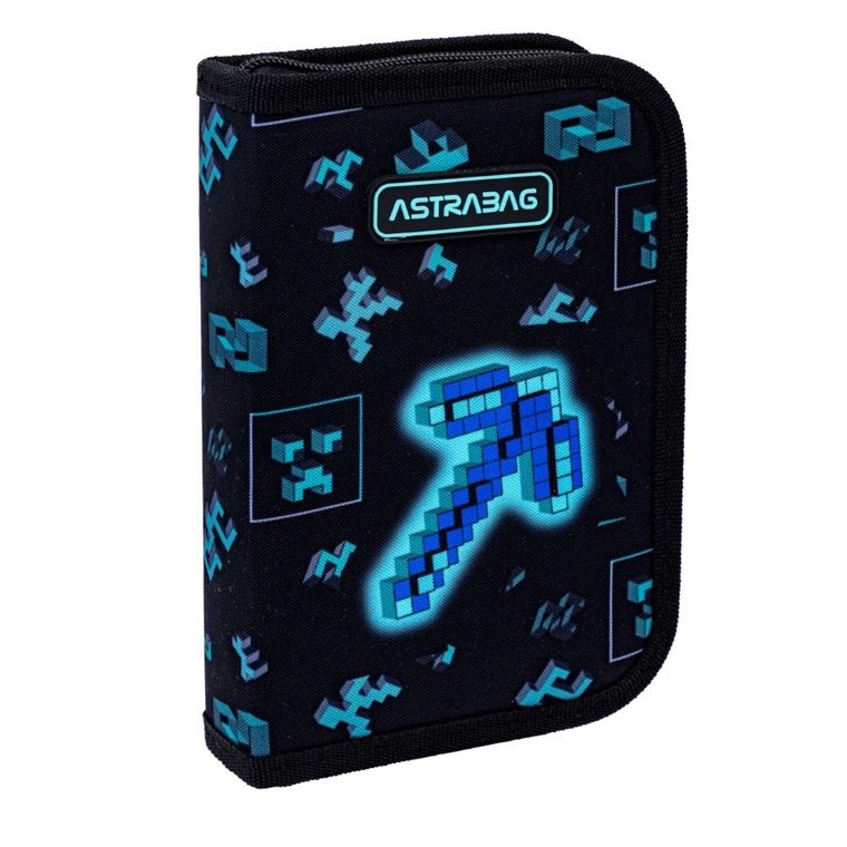 Astrabag, piórnik rozkładany, pojedynczy, z wyposażeniem, Dark Pixel