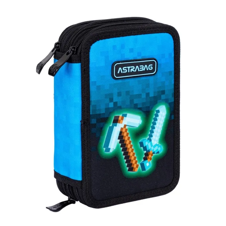 Astrabag, piórnik rozkładany, potrójny, z wyposażeniem, Blue Pixel